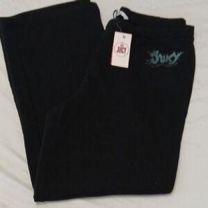 Juicy Couture Black Fleece Track Pants with Teal Logo Large